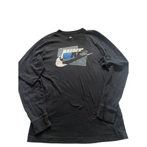 Nike The Nike Tee Long Sleeve Graphic Swoosh  Black Size Small